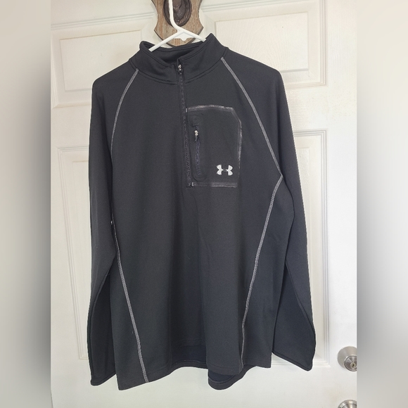 Under Armour Men's Long Sleeve Quarter Zip Warm-up,  Size: XL Color: Black - Picture 4 of 11